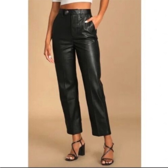 Levi's Premium Math Club Slacks Black Faux Leather Straight Wide